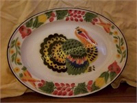 Antique  Enamel  Thanksgiving  Platter