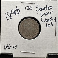 1890 SEATED LIBERTY SILVER DIME LAZY VARIETY