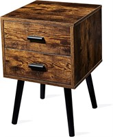 Tianlang Mid Century Nightstand  2 Drawers