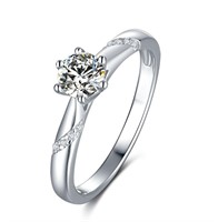 Sparkling Fire Moissanite Solid Silver Ring