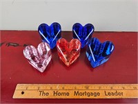 signed glass art hearts signed fire & light
