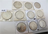 10 - 1921 Morgan silver dollars