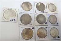 10 - 1921 Morgan silver dollars