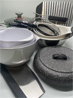 Kitchen Mixing Bowls, Colanders, SS Pot w/ Lid,