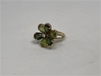 Unmarked Ring Diamond & 6 Green Stones - 7.5 Grams