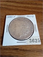 1885-0 Morgan Silver Dollar, Au 58