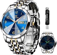 P4196  OLEVS Classic Two Tone Wristwatch, Blue Dia
