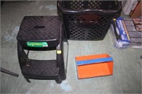 Stepstool, Laundry Basket, & Toolbox