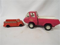 Soft Rubber AUBURN Fire Truck - 1970's Pink Tonka
