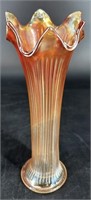 Fenton Fine Ribbed Marigold Vase 9”
