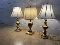 (3) Brass Table Lamps