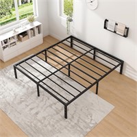 JETO Metal Platform Queen Bed  18 Inch