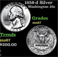 1958-d Washington Quarter Silver 25c Grades GEM++