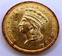 1856 $1 Indian Princess Gold Coin