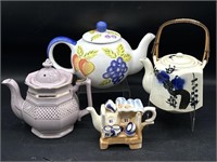 (4) Teapots 7” Tall and Smaller