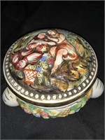 CAPODIMONTE ITALIAN FOOTED TRINKET BOX -