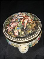 CAPODIMONTE ITALIAN FOOTED TRINKET BOX -