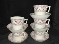 5 ROYAL CROWN DERBY BRITTANY CUP & SAUCERS