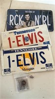 Elvis Presley license plates and pins
