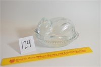 Vintage Covered Glass Dish w/Cat Lid