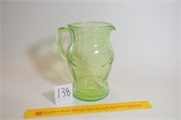 Green Depression Glass Pitcher Small chip on