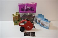 DOG TREATS, LEASH, CHARCOAL FILTERS AND POO BAGS
