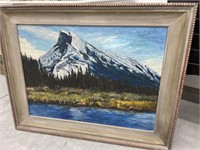 Framed Mountain Landscape Painting - 29x37 "