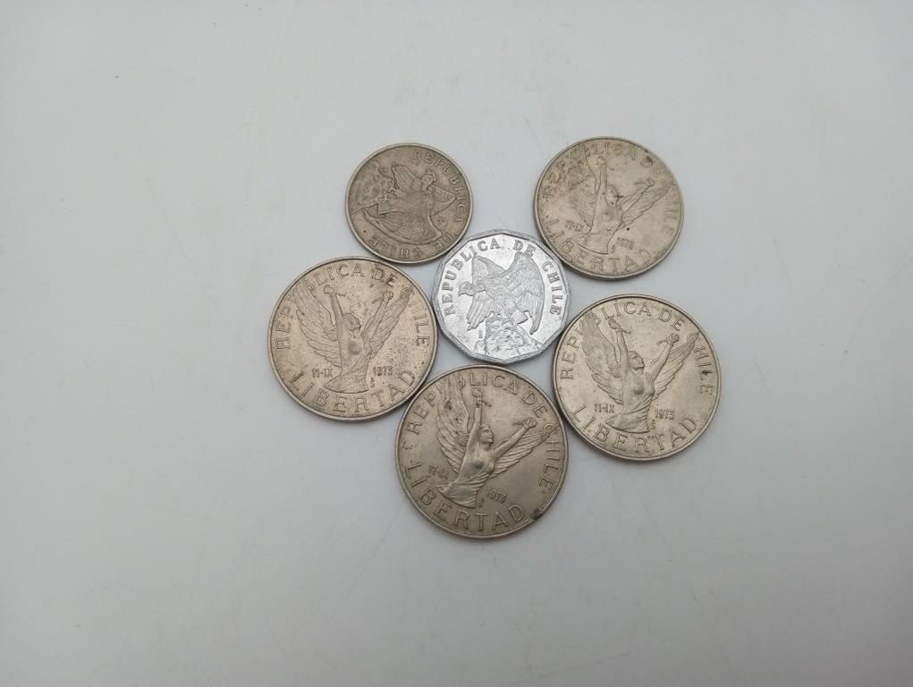 Lot of Chile Coins Foreign Money