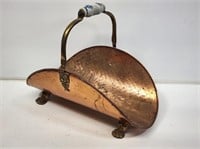 Copper Fireplace Log Holder with China Handle