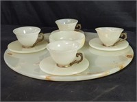 10-piece onyx coffee set - 4 demitasse cups,