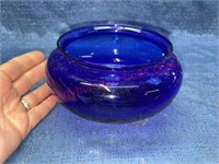 Pilgrim Glass USA blue art glass vase (smaller)