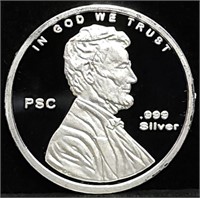 1/10 oz .999 Silver Lincoln Penny Round BU