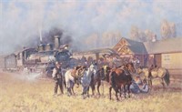 GARY CARTER (B.1939) RIO GRANDE LOCOMOTIVE 31"X50"