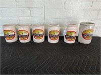Six Stoneware Jars With Labels