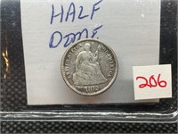 1872 SEATED HALF DIME