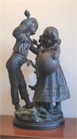 21" Bronze Cast Sculpture Boy Girl Moreau Ball
