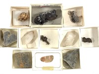 Various Sphalerite, Rhodochrosite, Calcite+