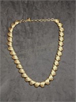 Signed Trifari Gold Tone Fashion Necklace