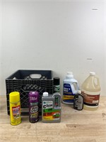 lot of chemicals with crate