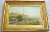 H. Perry Williams River Landscape Watercolor.