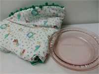 Pink Glass Pie Plate and Tree Skirt