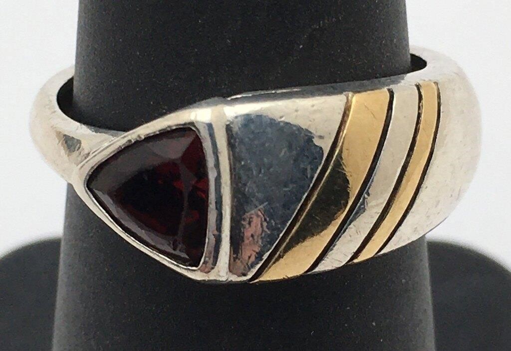 Sterling Silver Ring W Red Stone