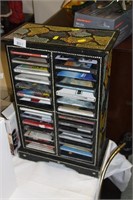 CD storage with contents.