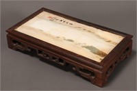 Chinese Dali and Hardwood Display Stand,