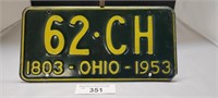 1953 Ohio License Plate
