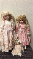 3 Porcelain Dolls