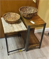 (2) TABLES & (2) WOVEN BOWLS