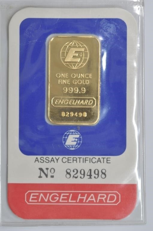 1ozt Engelhard Gold Bar * Early Package *