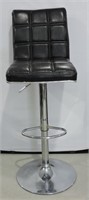 Black Leather Modern Swivel Stool - Adjust. Height