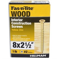 Fas-n-tite #8 X 2-1/2-in Yellow Zinc Wood Screws